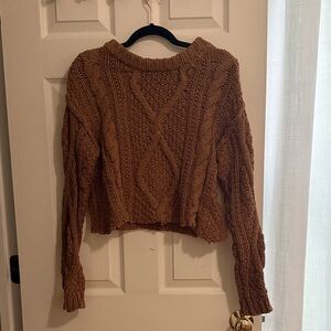 Free People Tan Cable Knit Sweater